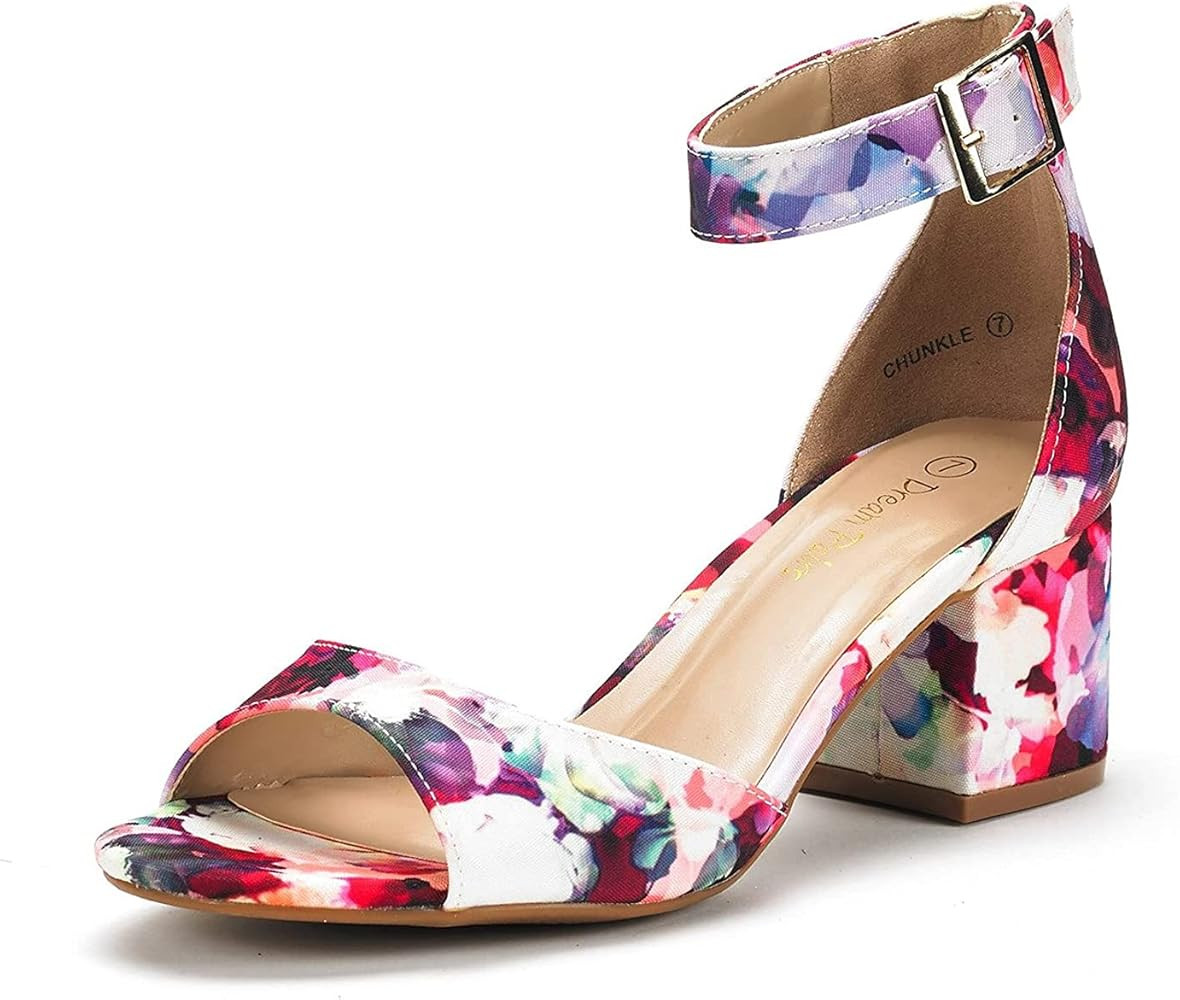 DREAM PAIRS Women's Chunkle Low Heel Pump Sandals | Amazon (US)