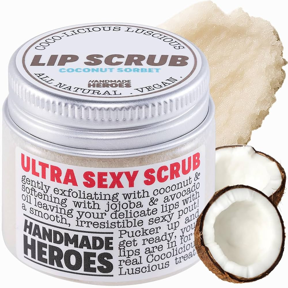 Handmade Heroes 100% Natural Lip Scrub, Vegan Conditioning Coconut Exfoliator - Gentle Exfoliant,... | Amazon (US)