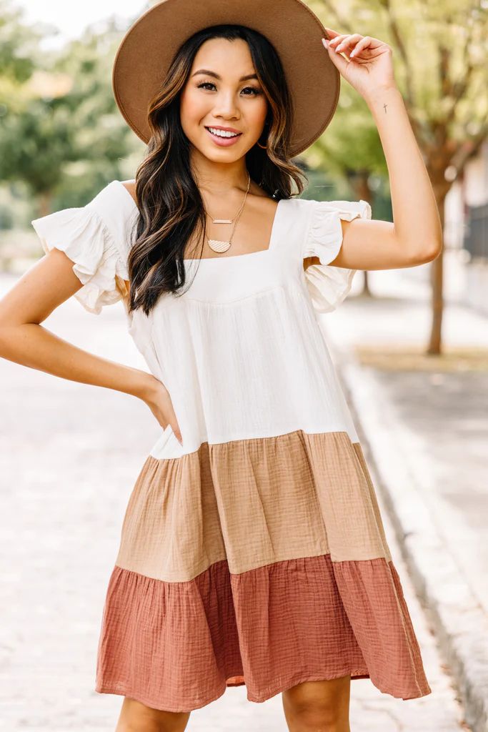 Feeling So Sweet Bronze Brown Colorblock Dress | The Mint Julep Boutique