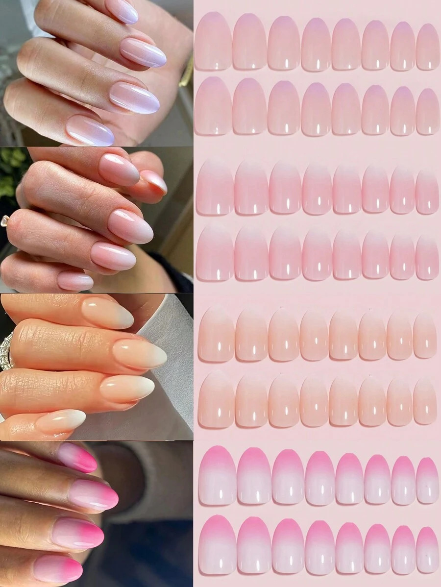 VV MEI JIA ER 96piece(White/Light Purple/Rose Red/Nude Gradient Air Press On Nails Medium Almond ... | SHEIN