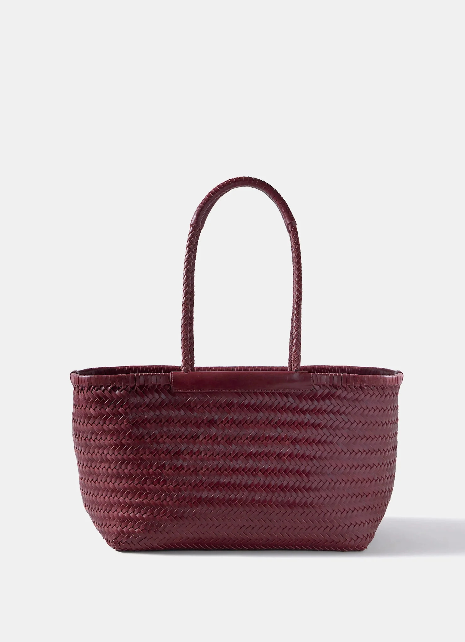 Rae Red Leather Woven Tote Bag | Mint Velvet