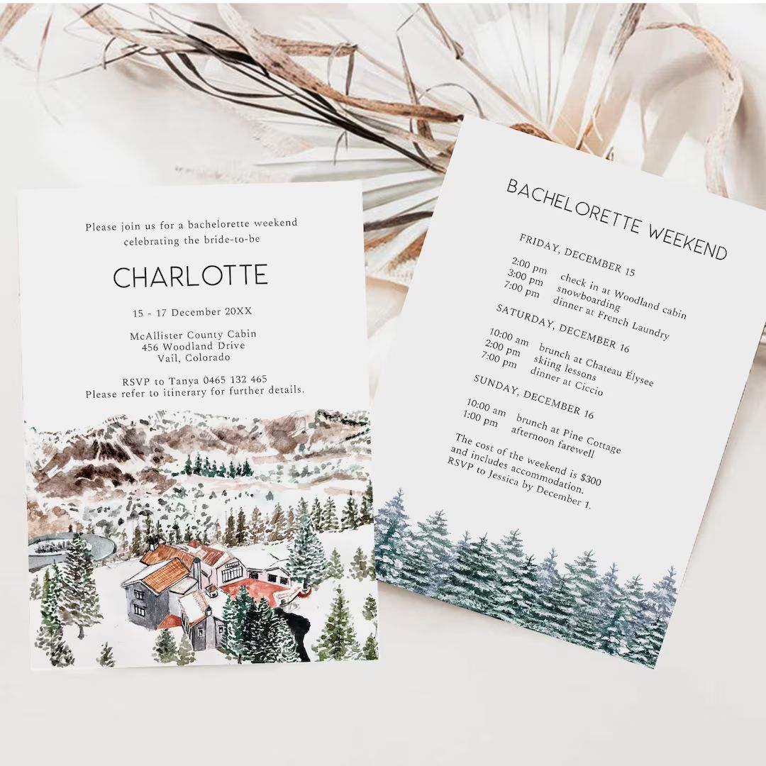 Vail Colorado Invitation Winter Ski Bachelorette Party - Etsy | Etsy (US)