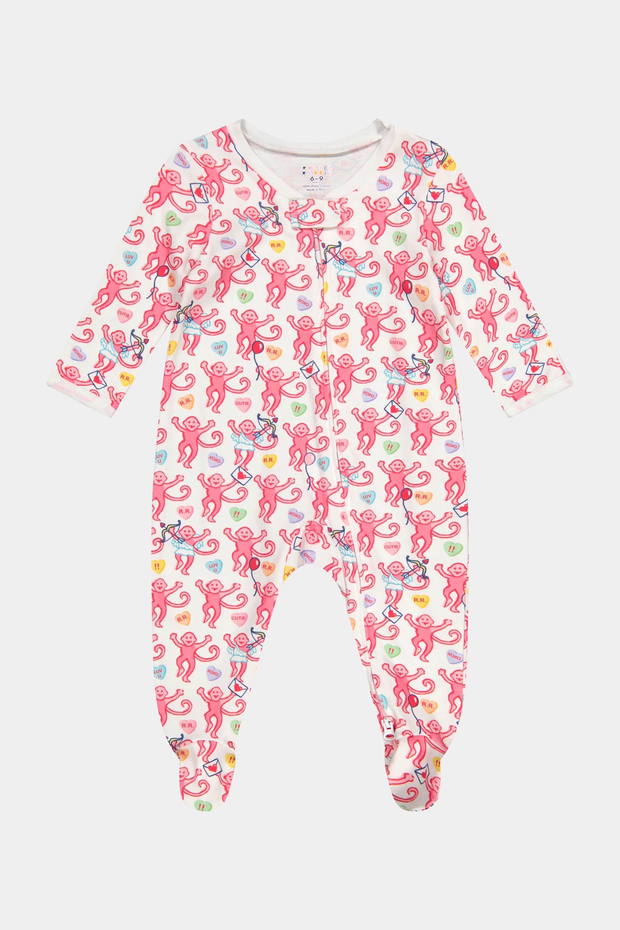 Infant Be My Monkey Zipper Footie PINK / 6-9M | Roller Rabbit