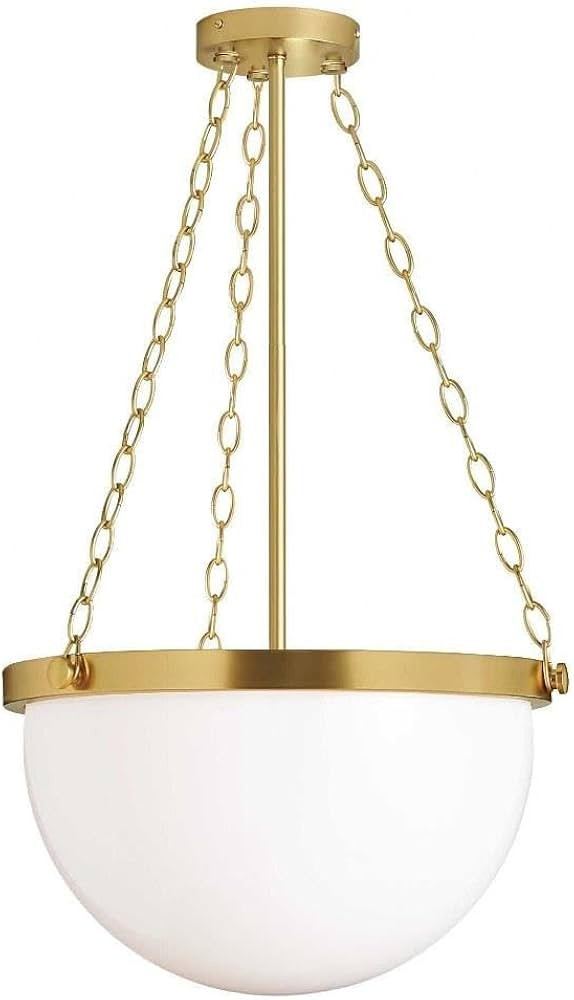 Dainolite Rhonda 1 Light Incandescent Pendant with White Glass Aged Brass | Amazon (US)