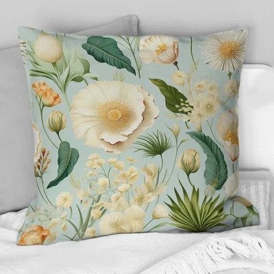 Seashell Sketches Tropical Pattern - Coastal Printed Throw Pillow | Wayfair North America