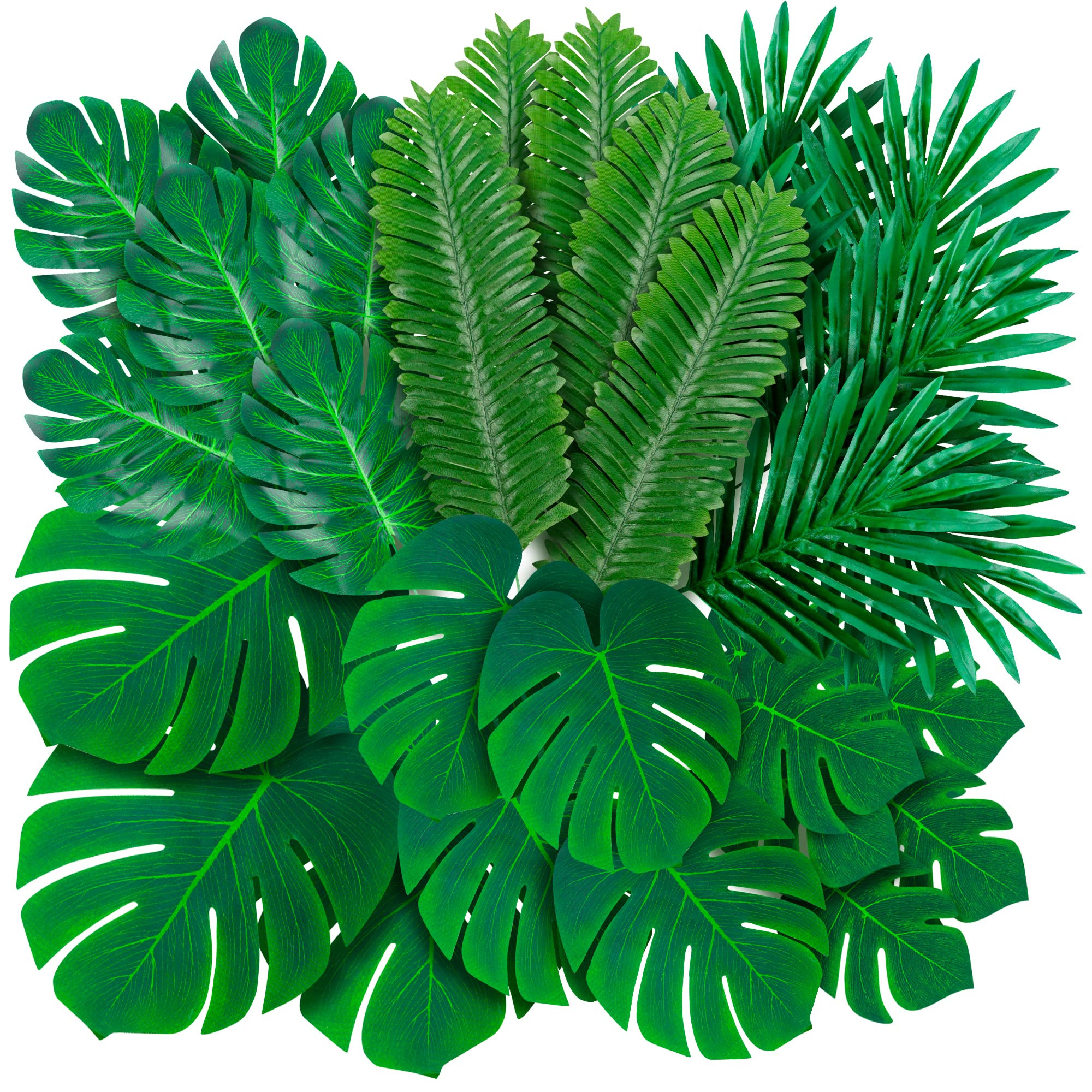 108 Pack Palm Leaves Artificial Tropical Monstera - 6 Kinds Large Small Green Fake Palm Leaf with... | Amazon (US)