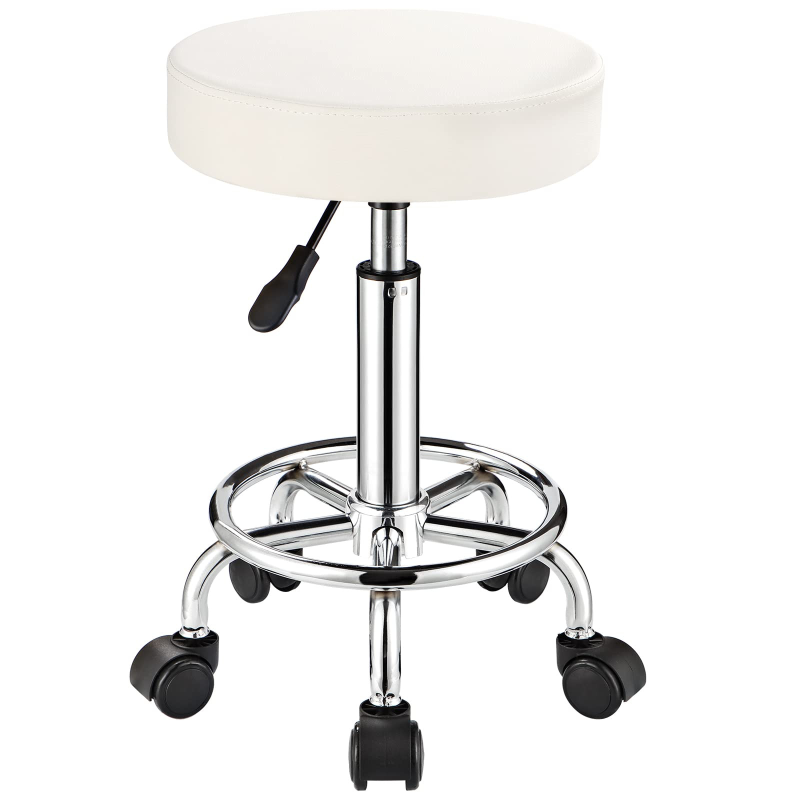 Adjustable Stool with Wheels Round Rolling Stool for Spa Salon Massage Office Stool Chair White | Amazon (US)
