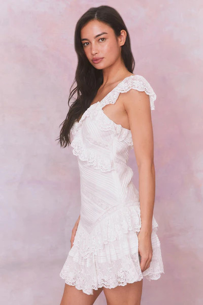 Bensley Fitted Lace Mini Dress | LoveShackFancy