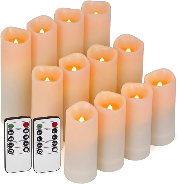 Enido Flameless Candles Led Candles Battery Operated Candles Exquisite Pack of 12 (D2.2'' x H4''5... | Amazon (US)