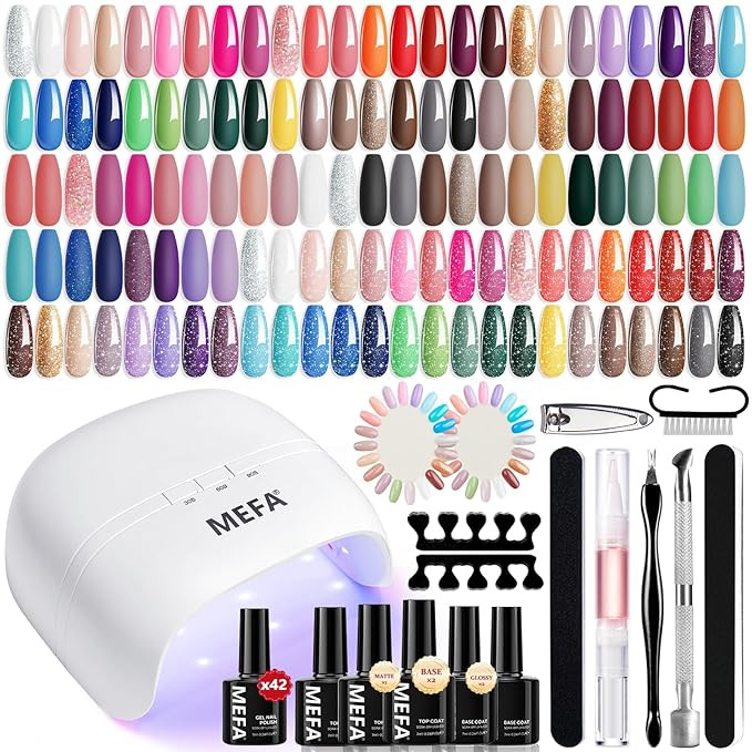 MEFA 42 Colors Gel Nail Polish Kit with U V Light, 59 Pcs All Seasons Collection Colorful Gel Pol... | Amazon (US)