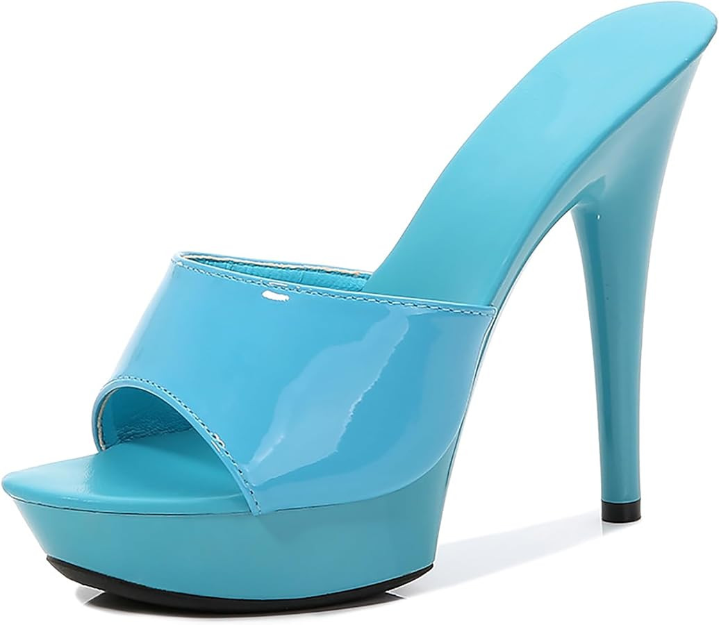 Women Fish Mouth Sky High Heel Platform Sexy Party Slides Round Open Toe Slip On High Heeled Back... | Amazon (US)