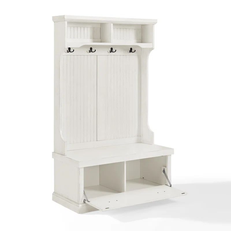 Carmel 40'' Wide Pine Solid Wood Hall Tree with Bench and Shoe Storage | Wayfair North America