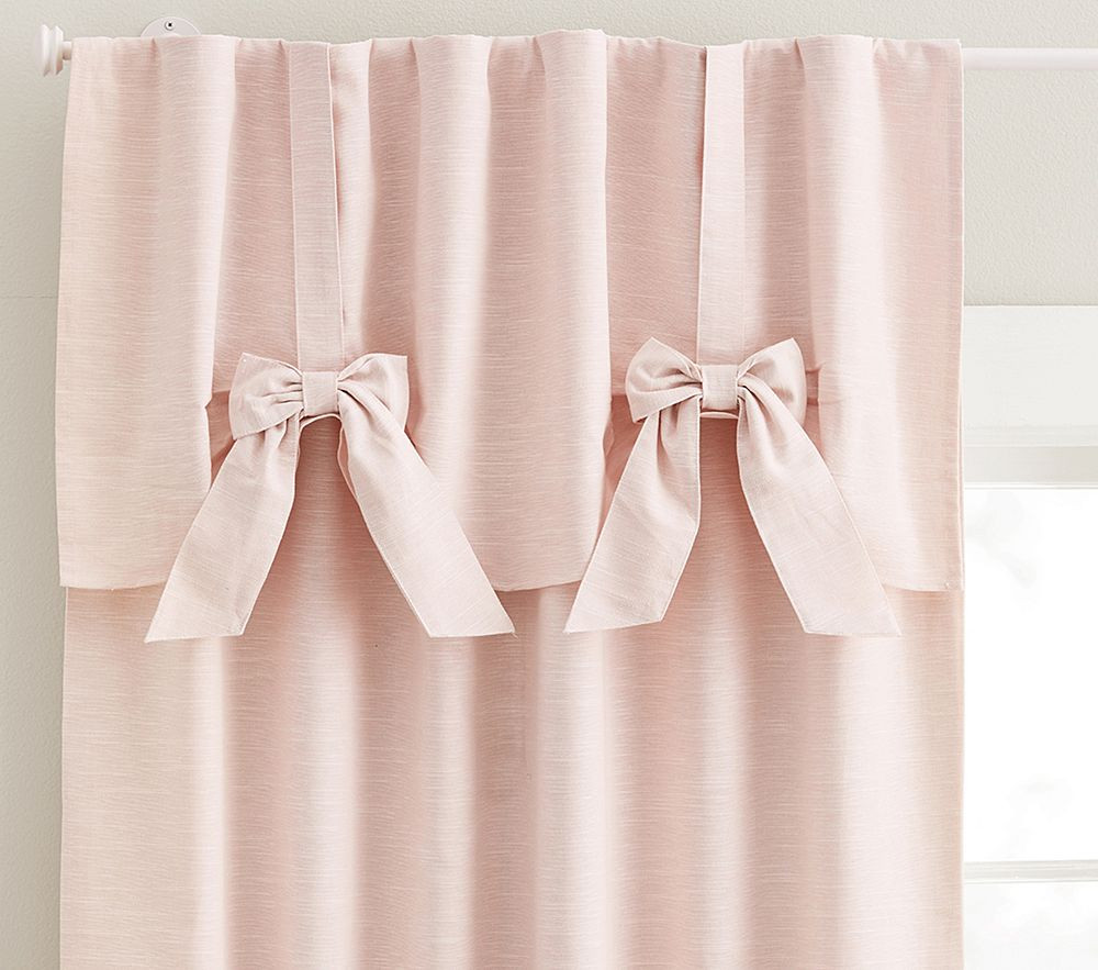 Evelyn Linen-Blend Bow Valance Blackout Curtain | Pottery Barn Kids