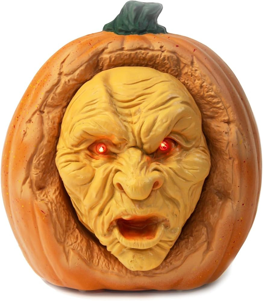 Whispering Gourdon Halloween Animated Pumpkin, Resin, Flickering Red LED Eyes, Eerie Talking Effe... | Amazon (US)