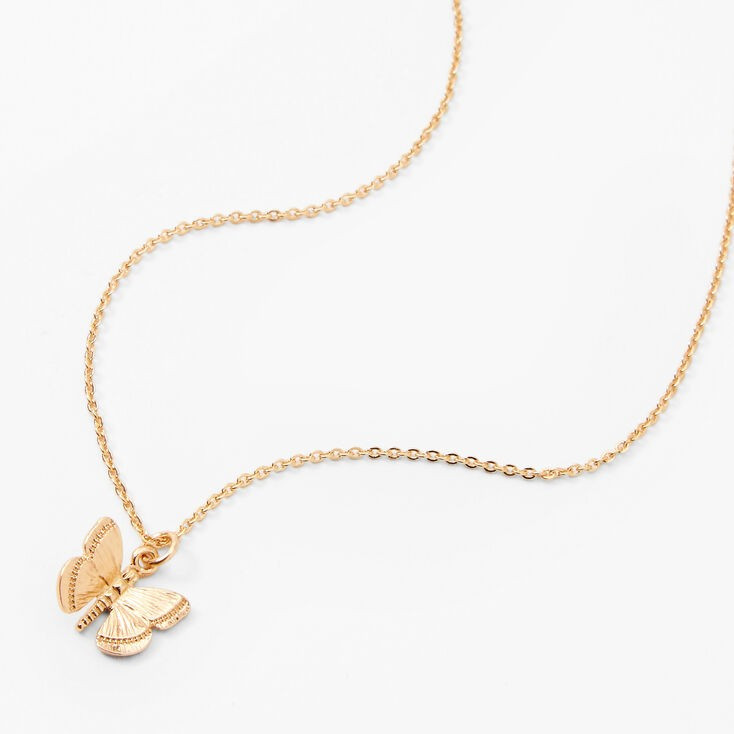 Gold 3D Butterfly Pendant Necklace | Claire's (US)