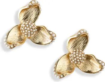 Oscar de la Renta Three Leaf Imitation Pearl Flower Earrings | Nordstrom | Nordstrom