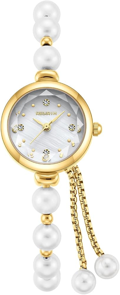 Elegant Pearl Watches for Women Dress Fashion Gold Small Round Dial Women Analog Quartz Bracelet ... | Amazon (US)