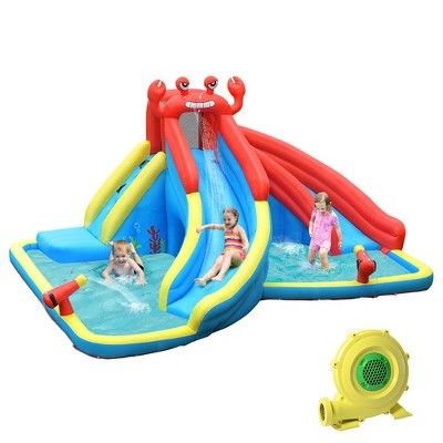 Costway Inflatable Water Slide Crab Dual Slide Bounce House Splash Pool W/ 950W Blower | Target