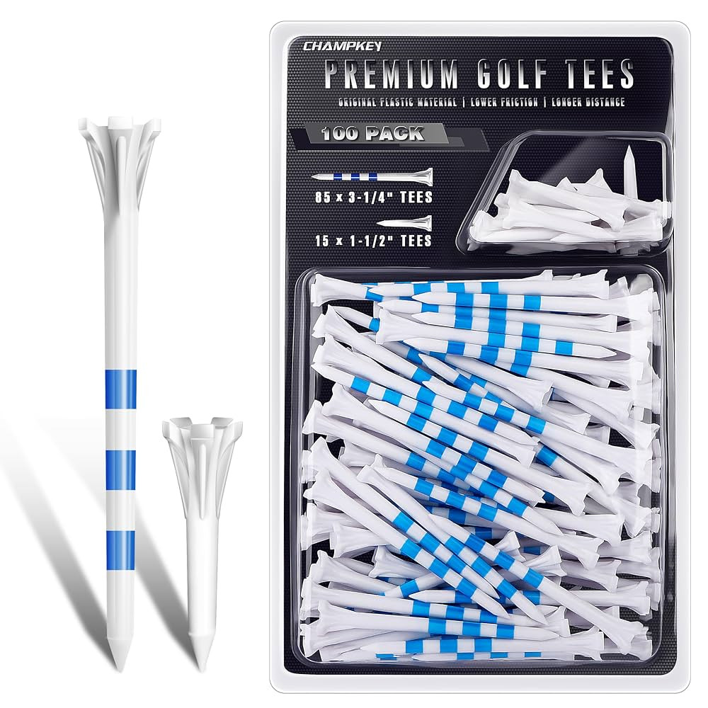 CHAMPKEY Advanced 5-Prong Plastic Golf Tees 100 Pack - 50% Ball Contact Surface Optimization with... | Amazon (US)
