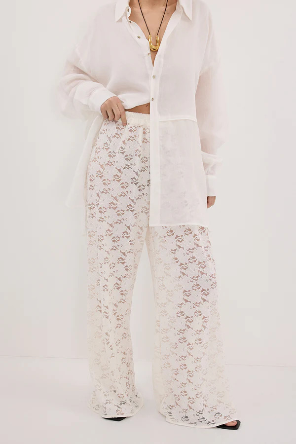 LOULA WHITE LACE PANT | DISSH