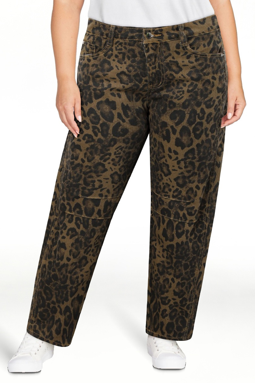 Ydojg Women Casual Pants Tube Shaped Jeans With Leopard Print Print On The Middle Tube Denim Ankl... | Walmart (US)
