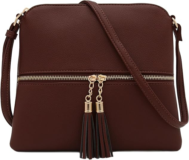 DELUXITY Lightweight Medium Crossbody Bag with Tassel | Amazon (US)