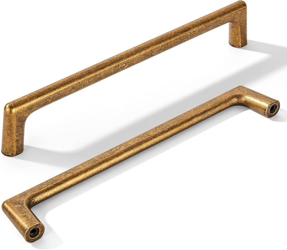 khtumeware 10 Pack 6 1/4 Inch(160mm) Hole Centers Vintage Antique Brass Kitchen Cabinet Pulls, Ag... | Amazon (US)