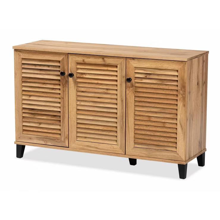Coolidge Wood 3 Door Storage Cabinet Oak Brown - Baxton Studio | Target