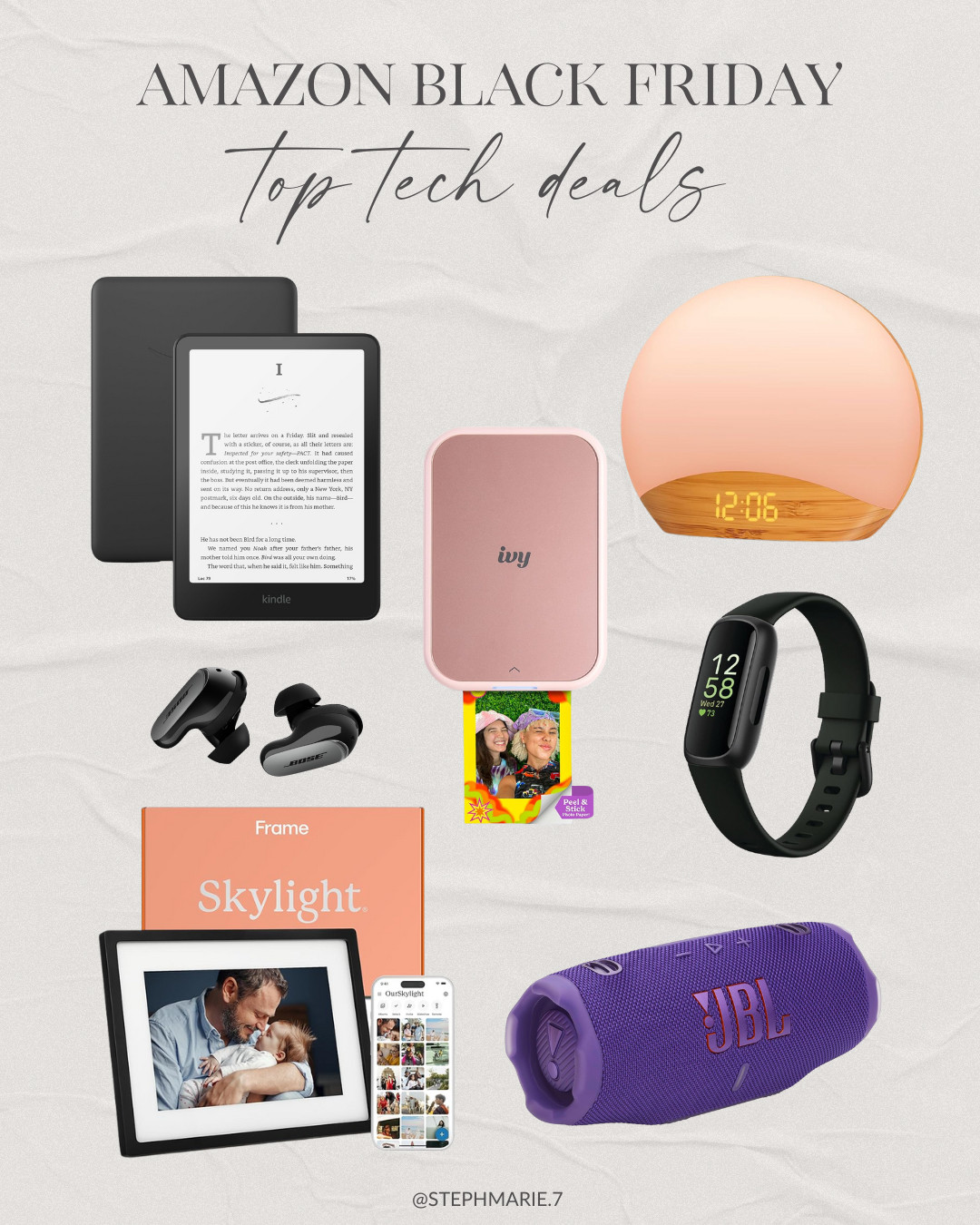 The tech deals that are ACTUALLY worth shopping on sale!!

I am always using my Kindle Paperwhite while reading at home and on the go. I love that there's no glare. 

This sticky back photo printer is a great gift for your teenager and this FitBit watch is a favorite of mine for tracking sleep, workouts, and more. 

 #LTKCyberWeek #LTKGiftGuide #LTKSaleAlert