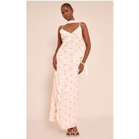 Lemon Polka Dot Printed Chiffon Frill Details Strappy Maxi Dress | PrettyLittleThing US