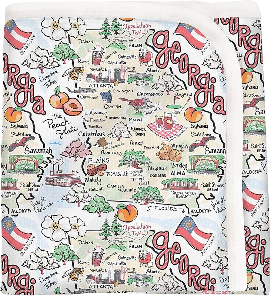 Fish Kiss® Georgia Map Repeat Baby Blanket for Boys and Girls, 28 x 36 inch, Pima Cotton Interlo... | Amazon (US)