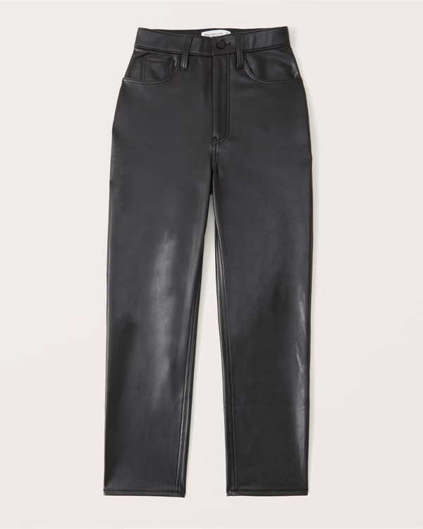 Vegan Leather Ankle Straight Pants | Abercrombie & Fitch (US)
