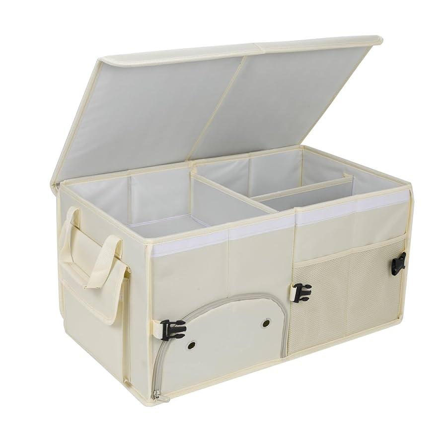 Car Trunk Organizer with Lid Car Storage Organizer Collapsible Multi Compartment Car Organizerwit... | Amazon (US)