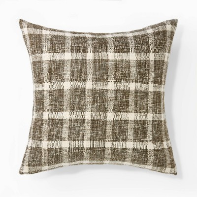 Woven Plaid Square Throw Pillow with Faux Leather Zipper - Threshold™ designed with Studio McGe... | Target
