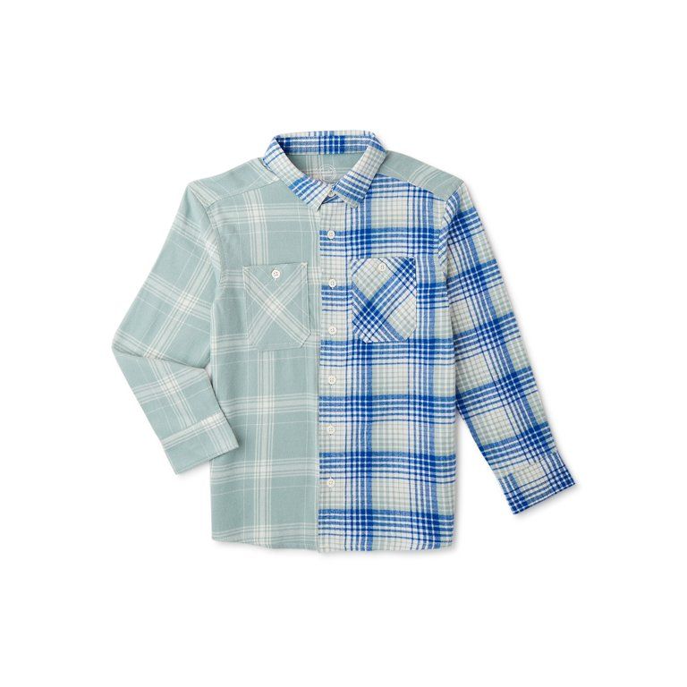 Wonder Nation Boys Long Sleeve Flannel Shirt, Sizes 4-18 & Husky | Walmart (US)