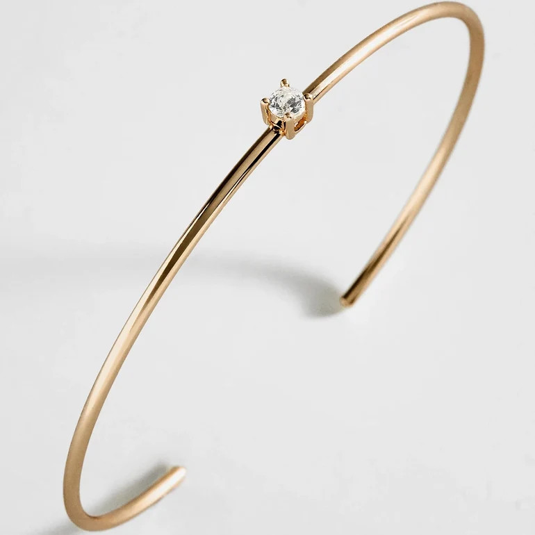Valentina 14K Gold Cuff Bracelet - Gold Cuff, Round Stone | BaubleBar