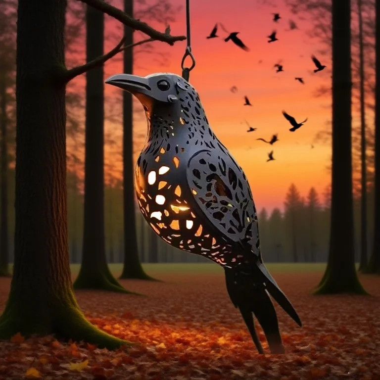 Halloween Crow Decorative Pendant Hollowed-out Printed Festive Decorative Lamp for Indoor Outdoor... | Walmart (US)