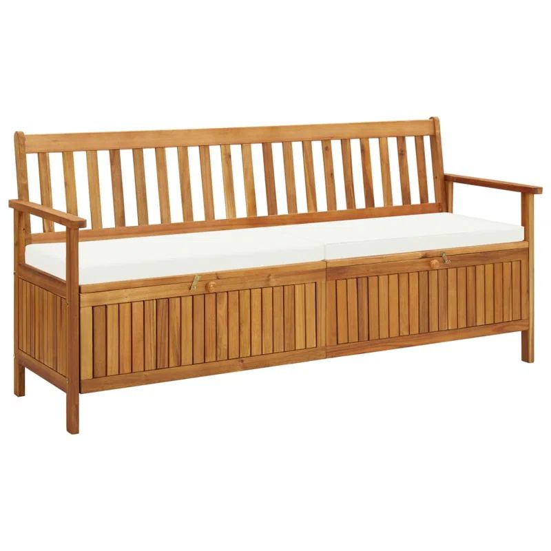 Storage Bench with Cushion 66.9" Solid Acacia Wood | Wayfair North America