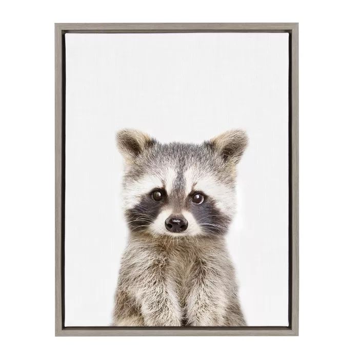 18" x 24" Sylvie Raccoon Framed Canvas by Amy Peterson Gray - Kate and Laurel | Target