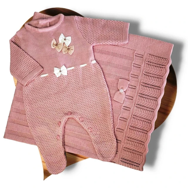 Saída Maternidade Tricô Faixa Rosê kit3 | Aliexpress BR (BR)