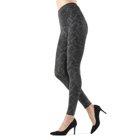 MeMoi Mulga High-Waisted Black Snakeskin Leggings - Womens - Female (Medium/Large, Black) | Walmart (US)