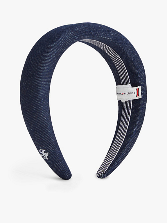 Denim Logo Padded Headband | Blue | Tommy Hilfiger | Tommy Hilfiger UK