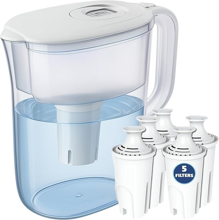 10-Cup Water Filter Pitcher with 5 Replacements & Electronic Change Reminder - Compatible Brita W... | Amazon (US)