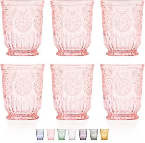 Yungala Purple Small Drinking Glasses Set of 6 Vintage Hobnail Design 8 oz | Amazon (US)