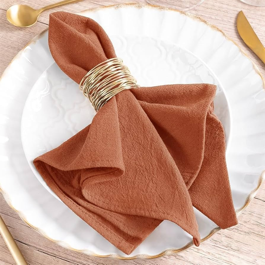 MLMW Terracotta Linen Cloth Napkins Set of 8 Vintage Cotton Dinner Napkins Cloth Bulk Washable 16... | Amazon (US)