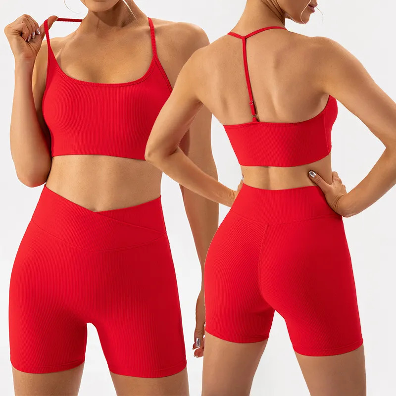 Tennis Dress Workout Strap Padded Sports Bras Tops and Shorts 2 Piece Sets Butt Lifting Shorts wi... | DHGate