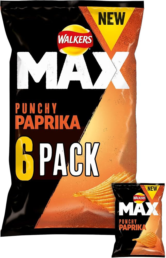Walkers Max Punchy Paprika Crisps, 6x27g | Amazon (US)