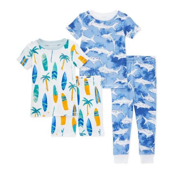 Hang Ten Organic Cotton Snug Fit Pajamas 2 Pack Set - 2-Piece 12M | Burts Bees Baby