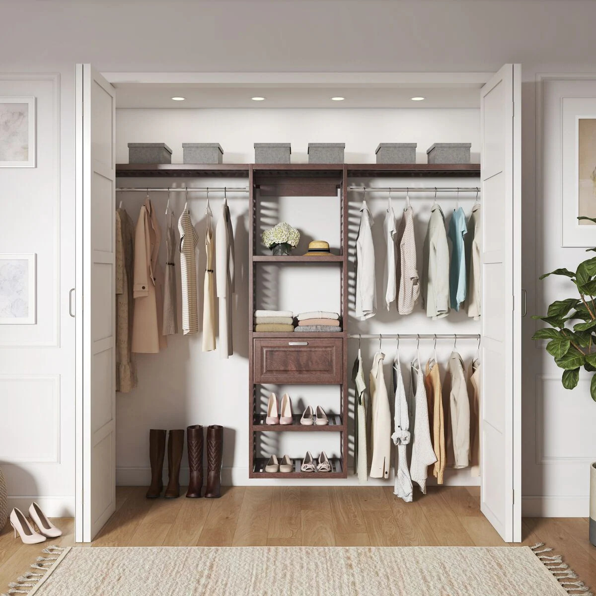 allen + roth Hartford 5-ft to 8-ft W Reach-in Java Ventilated Shelving Wood Closet System one_size in Brown | WSLVCKJ | Lowe's