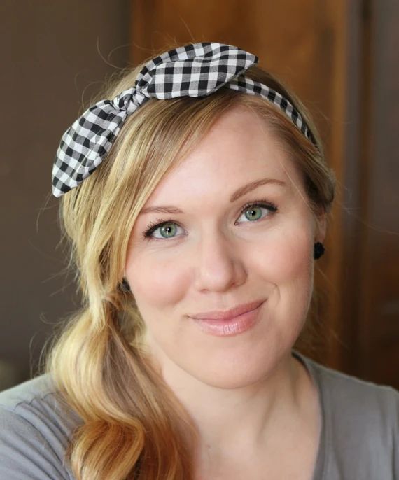 Buffalo Check Bow Headband Hair Accessories Womens Headband Gingham Headband Fabric Headband Adult H | Etsy (US)